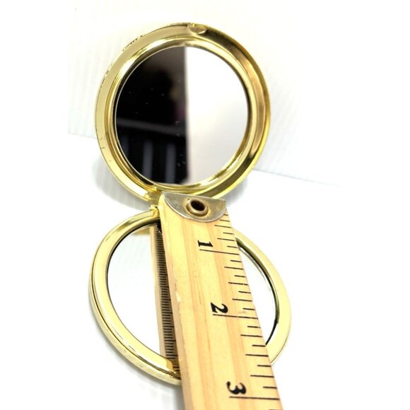Rihanna Gold Tone Pocket Mirror Small Round Compact 2-Sided Makeup Beauty Mirror - Picture 4 of 5